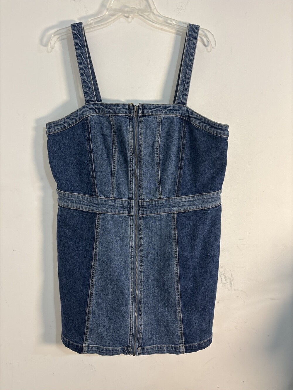 Women's Denim Mini Pinafore Dress Wild Fable Medium Wash Patchwork XXL